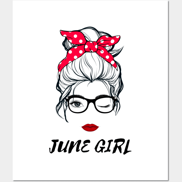 June Girl Woman Lady Wink Eye  Face Birthday Gift Wall Art by springins